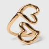 Bague double cœur plaquée or Bague double cœur plaquée or