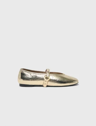 Ballerines en cuir métallisé