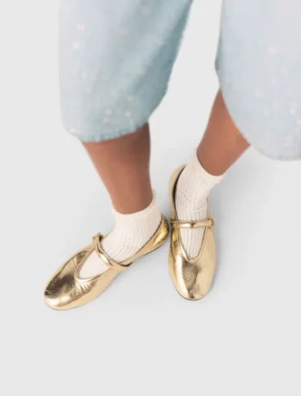 Ballerines en cuir métallisé