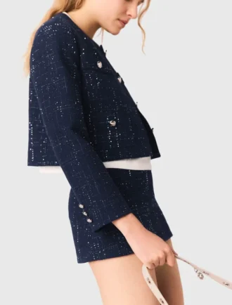Blazer court orné