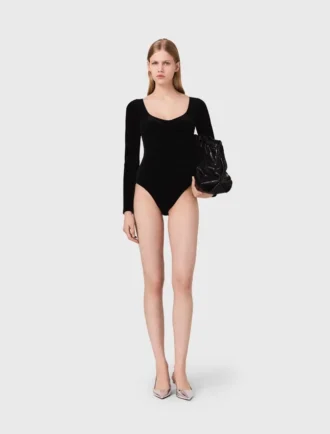 Body en velours avec détails corset