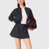 Bomber en laine mélangée avec fermeture éclair Bomber en laine mélangée avec fermeture éclair