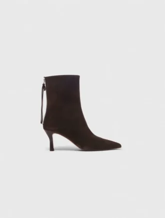 Bottines en daim marron chocolat à fermeture éclair