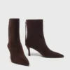 Bottines en daim marron chocolat à fermeture éclair