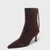 Bottines en daim marron chocolat à fermeture éclair