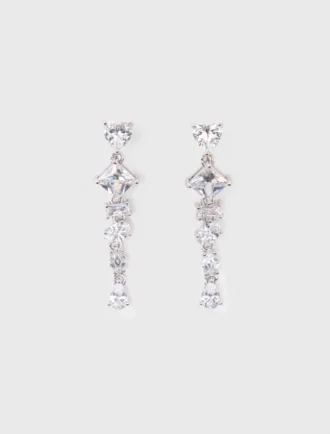 Boucles d&rsquo;oreilles cœur en strass