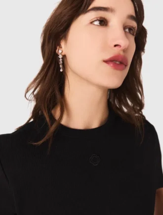 Boucles d&rsquo;oreilles cœur en strass