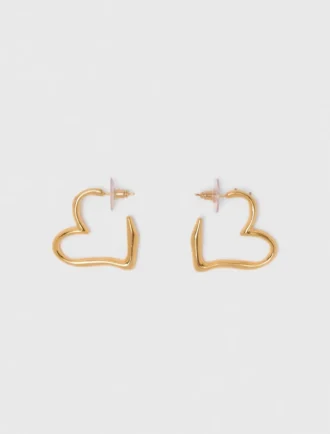 Boucles d&rsquo;oreilles créoles en forme de cœur plaquées or