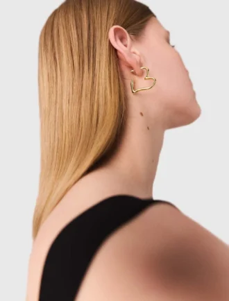 Boucles d&rsquo;oreilles créoles en forme de cœur plaquées or