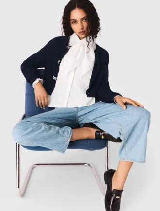Cardigan à boutons-nœuds ornés de bijoux