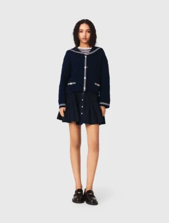 Cardigan à col bateau en maille torsadée