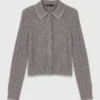 Cardigan à col en strass Cardigan à col en strass