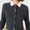 Cardigan à col rond en maille côtelée Amour
