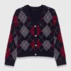 Cardigan court à motif argyle