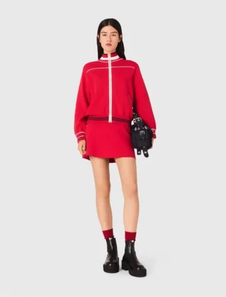 Cardigan zippé à taille élastiquée