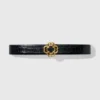 Ceinture double M en cuir effet croco