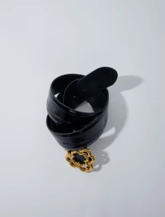Ceinture double M en cuir effet croco