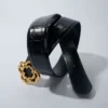 Ceinture double M en cuir effet croco