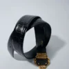 Ceinture double M en cuir effet croco