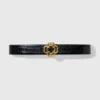 Ceinture double M en cuir effet croco