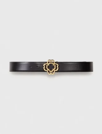 Ceinture en cuir avec logo Clover
