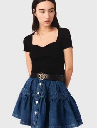 Ceinture en cuir avec logo Clover