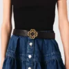 Ceinture en cuir avec logo Clover