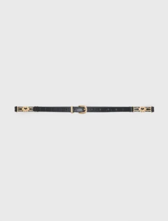 Ceinture fine en cuir effet croco