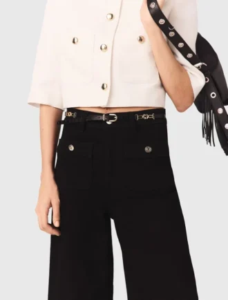 Ceinture fine en cuir effet croco