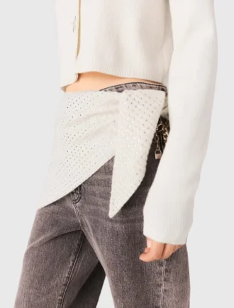 Écharpe triangulaire en laine à strass