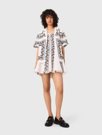 Chemise brodée à manches courtes