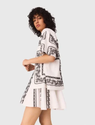 Chemise brodée à manches courtes