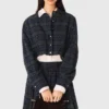 Chemise courte à carreaux et strass Chemise courte à carreaux et strass