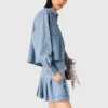 Chemise courte en denim à strass Chemise courte en denim à strass