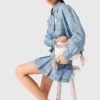 Chemise courte en denim à strass Chemise courte en denim à strass