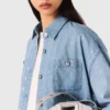 Chemise courte en denim à strass Chemise courte en denim à strass