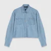 Chemise courte en denim à strass Chemise courte en denim à strass