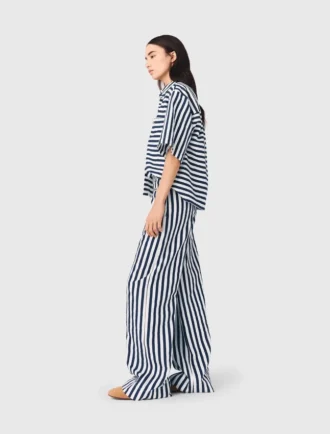 Chemise courte en mélange de lin