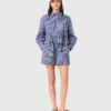Chemise courte à rayures brodées Chemise courte à rayures brodées