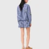 Chemise courte à rayures brodées Chemise courte à rayures brodées