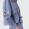 Chemise courte à rayures brodées Chemise courte à rayures brodées