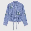 Chemise courte à rayures brodées Chemise courte à rayures brodées