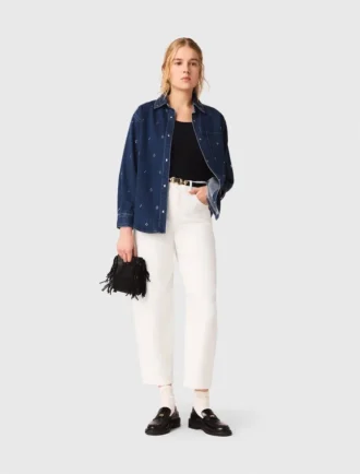 Chemise en denim à strass