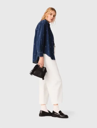 Chemise en denim à strass