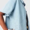 Chemise en jean courte à strass Chemise en jean courte à strass