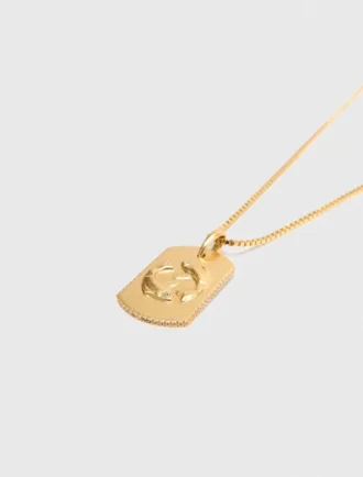 Collier avec plaque représentant le signe du zodiaque