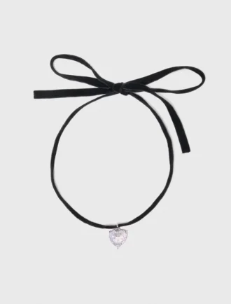 Collier cœur avec cordon en velours