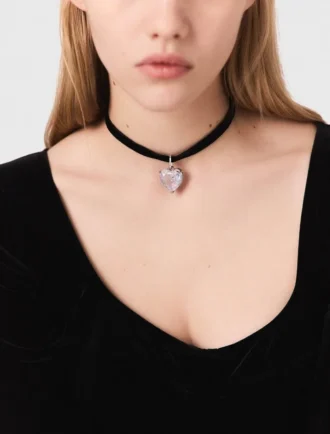 Collier cœur avec cordon en velours