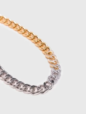 Collier à maillons bicolore en strass