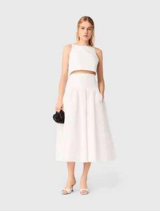 Crop top en taffetas à col orné de bijoux
